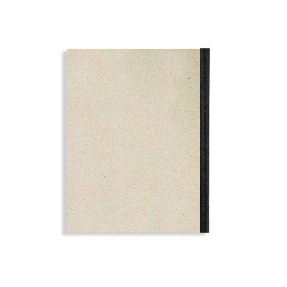 Notizblock Graspapier – Blanko mit schwarzem Fälzelstreifen