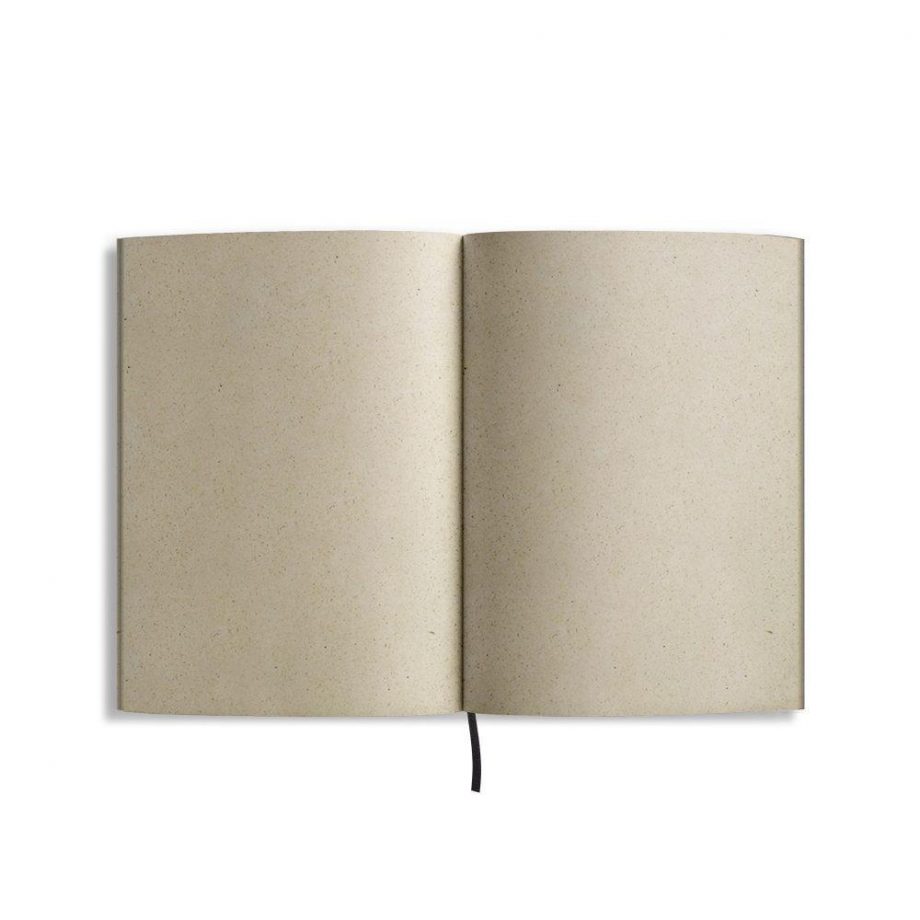 Notizblock Graspapier – Blanko mit schwarzem Fälzelstreifen