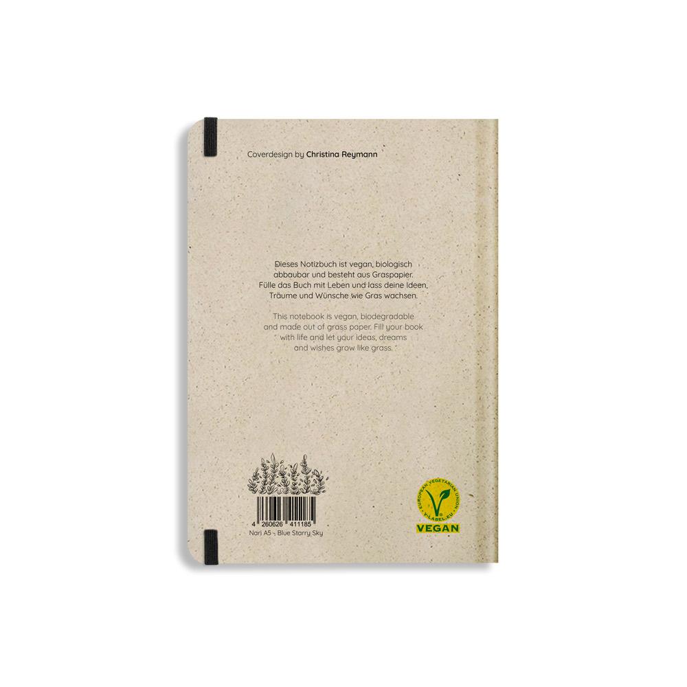 Nachhaltiges Notizbuch A5 aus Graspapier Nari Blue Starry Sky punktiert von Matabooks