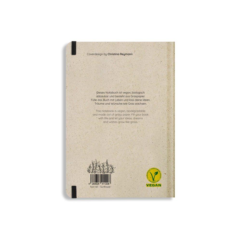 Nachhaltiges Notizbuch A5 aus Graspapier Nari Sunflower punktiert von Matabooks