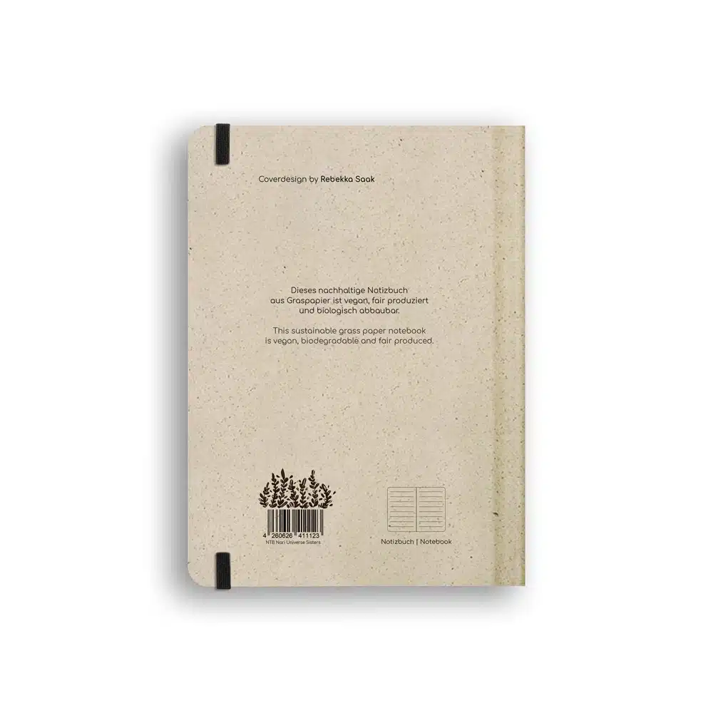 Nachhaltig und vegan produziertes Notizbuch, Skizzenbuch, Tagebuch, Achtsamkeitstagebuch, Reisetagebuch, Dankbarkeitstagebuch, Bullet Journal, Planer, Terminplaner, Uni-Planer, Kalender, Wochenplaner, Rezeptbuch, Schreibheft oder Schreibblock Nari aus Graspapier von matabooks