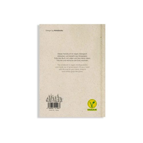 Nachhaltiges und veganes Notizbuch A5 Easy aus Graspapier von Matabooks