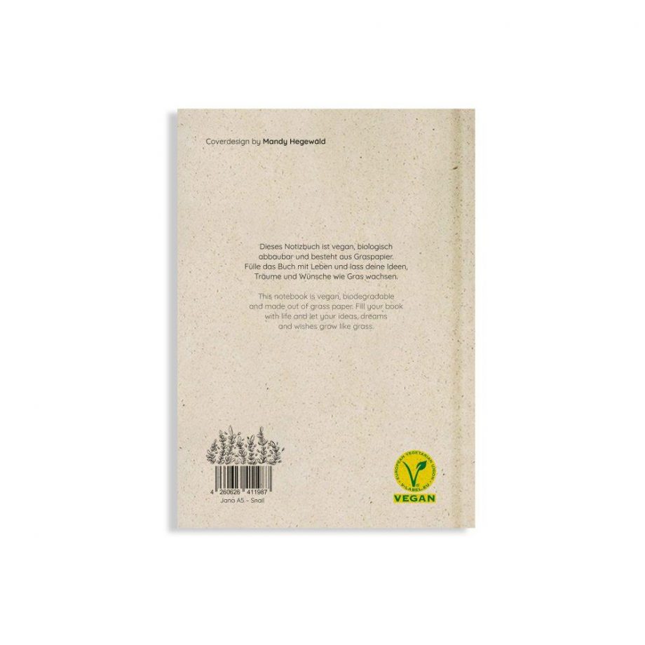 Nachhaltiges und veganes Notizbuch A5 Snail aus Graspapier von Matabooks