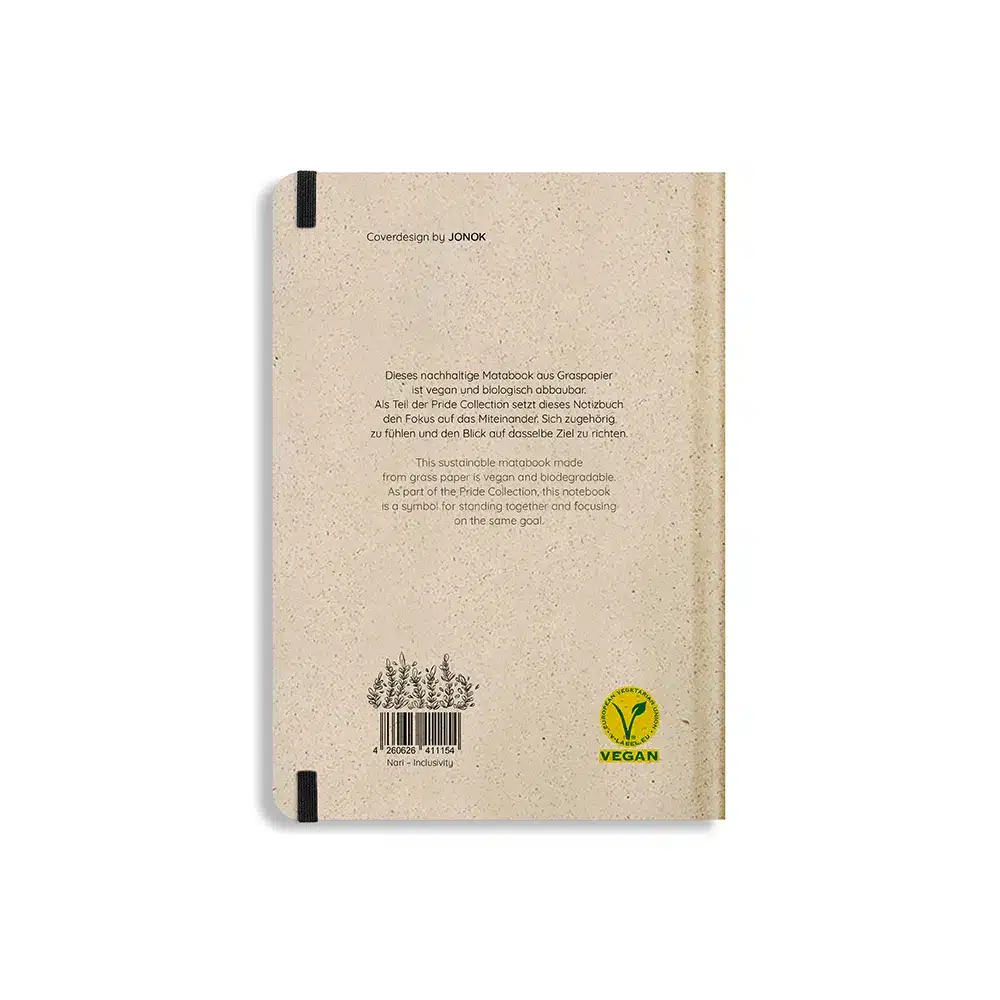 Nachhaltig und vegan produziertes Notizbuch, Skizzenbuch, Tagebuch, Achtsamkeitstagebuch, Reisetagebuch, Dankbarkeitstagebuch, Bullet Journal, Planer, Terminplaner, Uni-Planer, Kalender, Wochenplaner, Rezeptbuch, Schreibheft oder Schreibblock Nari aus Graspapier von matabooks
