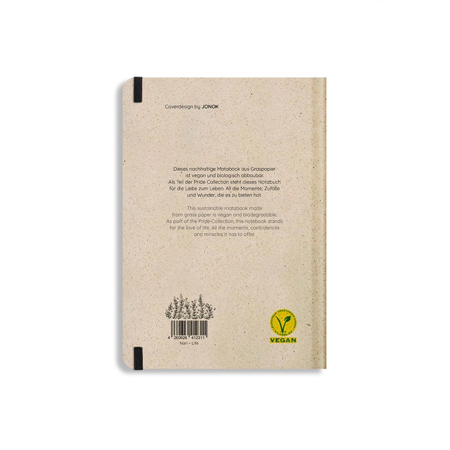 Nachhaltiges und veganes Notizbuch aus Süßgraspapier Nari Life von Matabooks