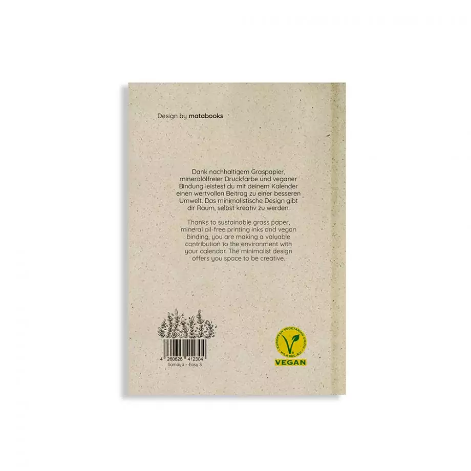 Nachhaltiger und veganer Jahresplaner aus Graspapier Samaya Easy S A6 von Matabooks