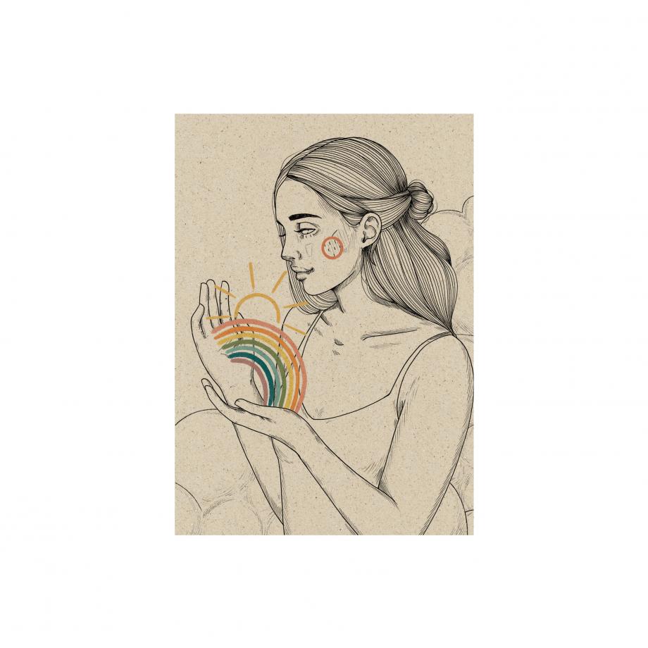 Postkarte aus Graspapier Embrace Rainbow