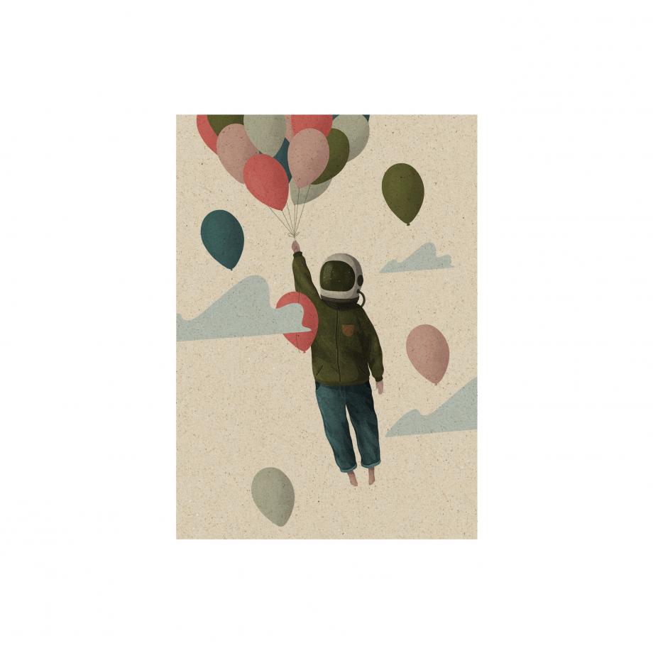 Postkarte aus Graspapier Spacewalker Balloons