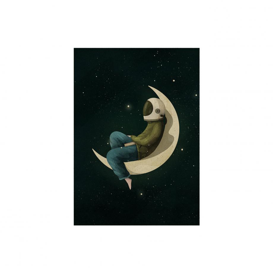 Postkarte aus Graspapier Spacewalker Man in the Moon
