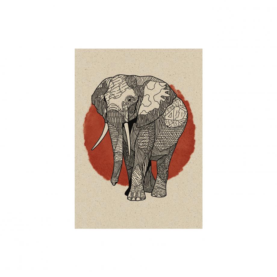 Postkarte aus Graspapier Wildlife Elefant