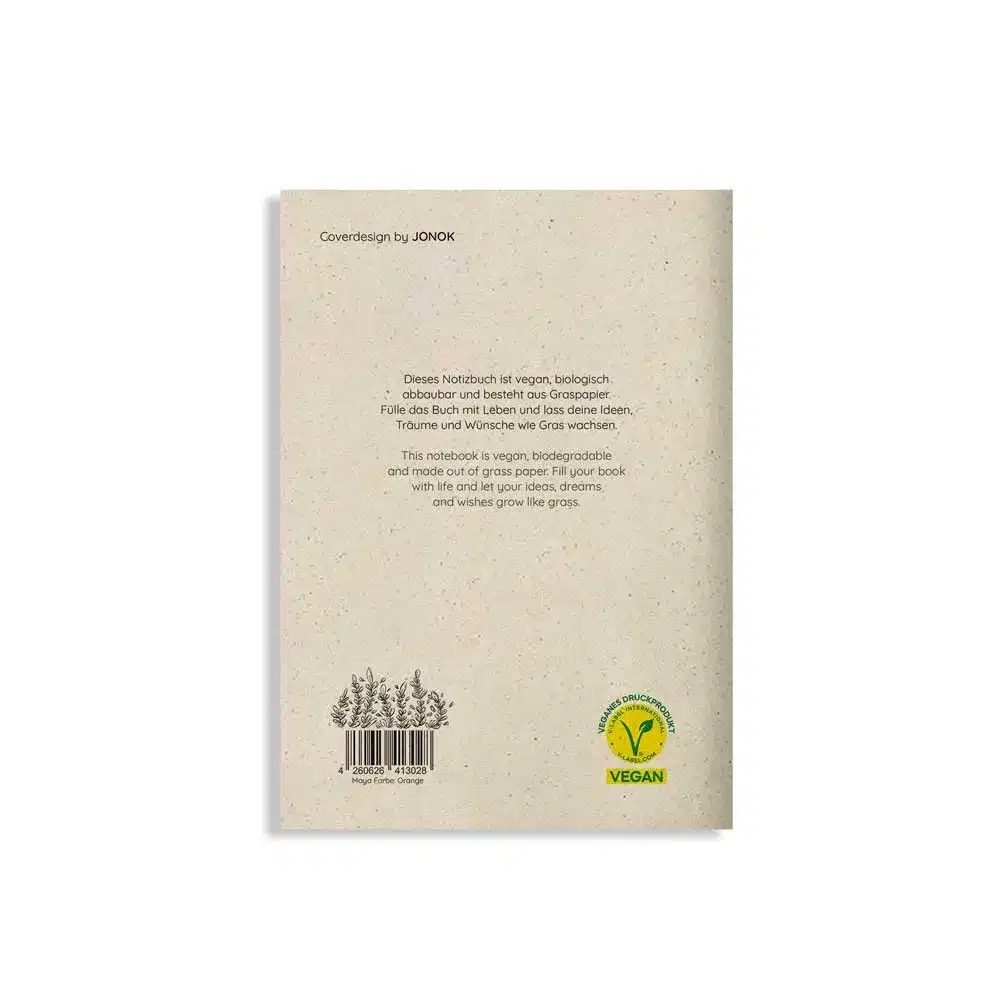 Nachhaltig und vegan produziertes Notizbuch, Skizzenbuch, Tagebuch, Achtsamkeitstagebuch, Reisetagebuch, Dankbarkeitstagebuch, Bullet Journal, Planer, Terminplaner, Uni-Planer, Kalender, Wochenplaner, Rezeptbuch, Schreibheft oder Schreibblock Maya aus Graspapier von matabooks