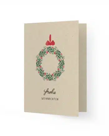 A6 Grußkarte aus Graspapier – Frohe Weihnachten