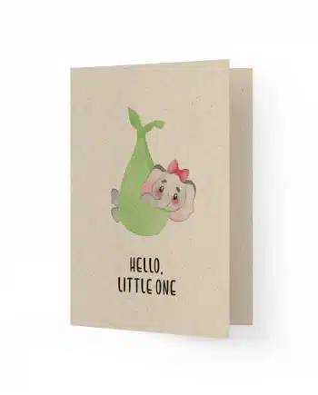 A6 Grußkarte aus Graspapier – Hello little elephant