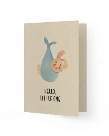 A6 Grußkarte aus Graspapier – Hello little bunny