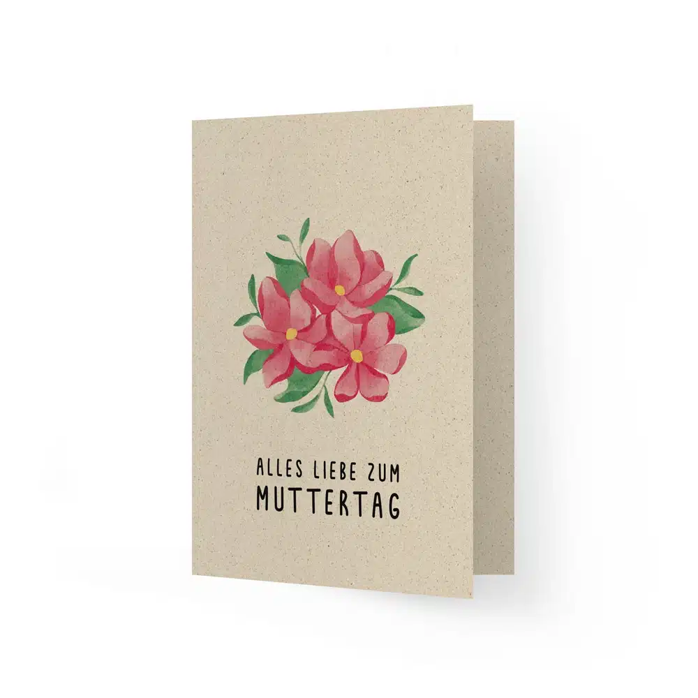 A6 Grußkarte aus Graspapier – Alles Liebe zum Muttertag