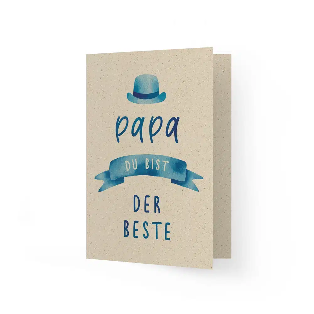 A6 Grußkarte aus Graspapier – Papa, du bist der Beste (Vatertag)