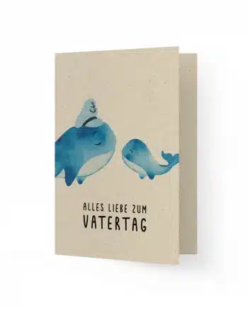 A6 Grußkarte aus Graspapier – Alles Liebe zum Vatertag (Papa Wal)