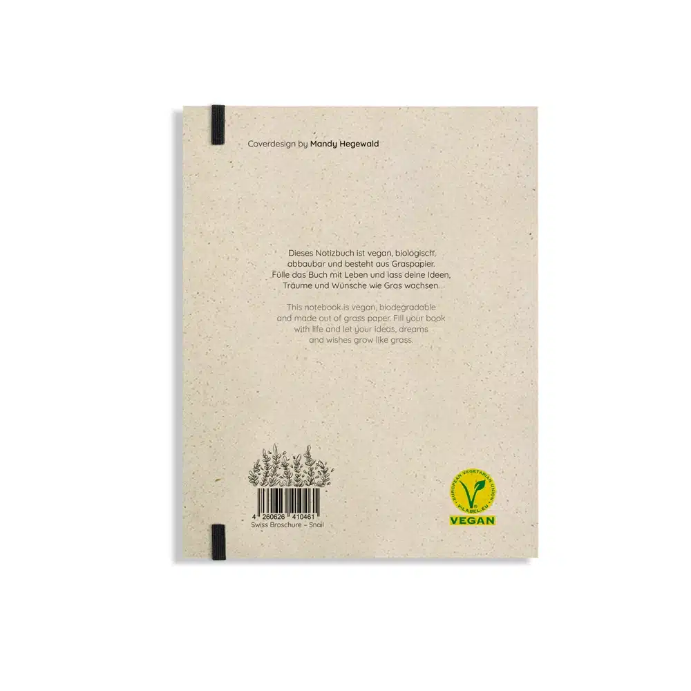 Nachhaltig und vegan produzierte Swiss Brochure, Notizbuch, Skizzenbuch, Tagebuch, Achtsamkeitstagebuch, Reisetagebuch, Dankbarkeitstagebuch, Bullet Journal, Planer, Terminplaner, Uni-Planer, Kalender, Wochenplaner, Rezeptbuch, Schreibheft oder Schreibblock aus Graspapier von matabooks