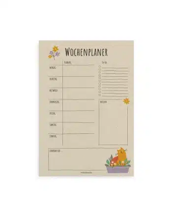 A4 Wochenplaner – Farbe: Amber Fur (54 Blatt)