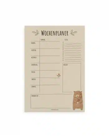 A4 Wochenplaner – Farbe: Toadstool Red (54 Blatt)