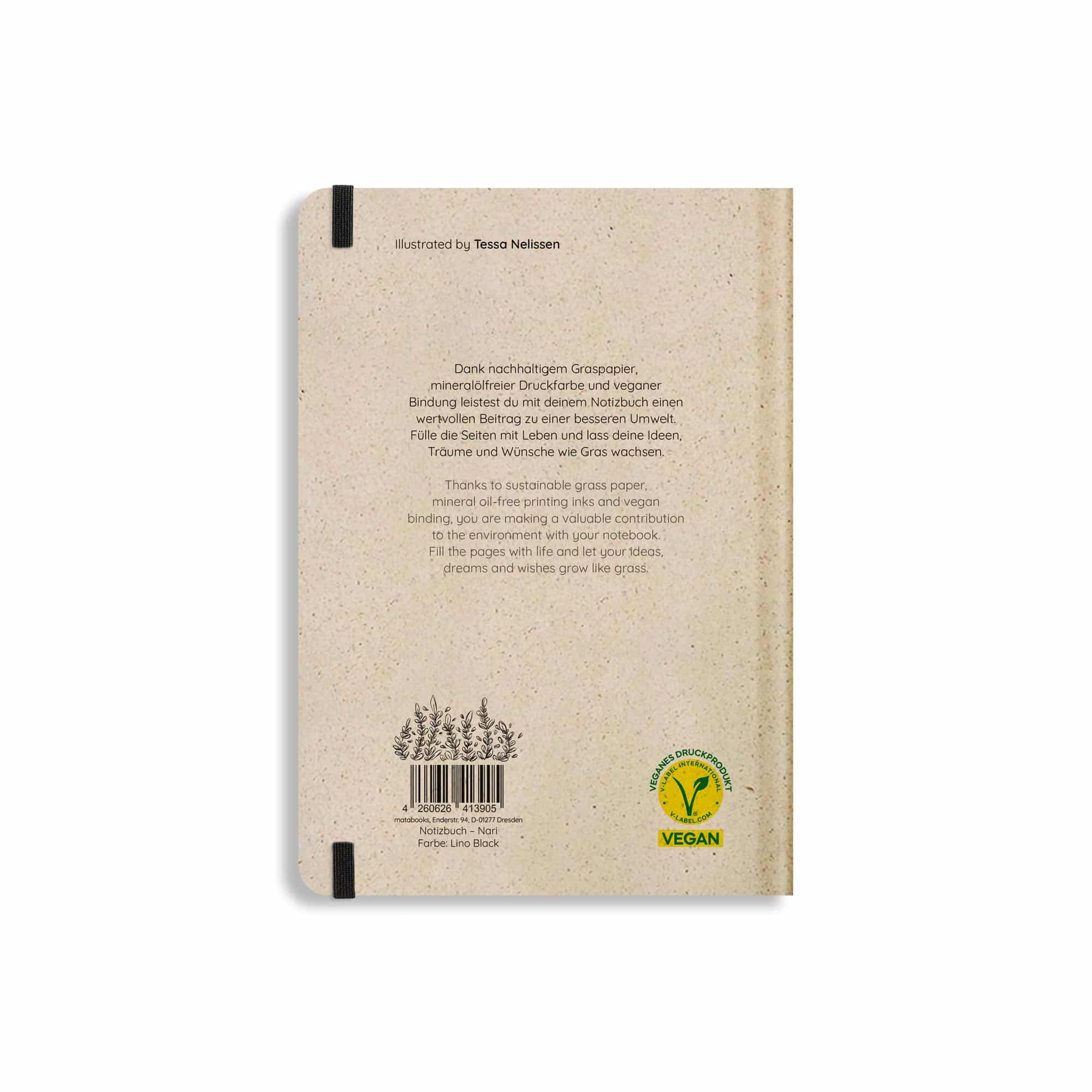 Notizbuch Nari Farbe: Lino Black (punktiert)