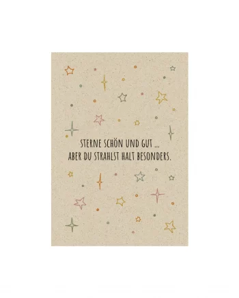 A6 Postkarte aus Graspapier – Sterne