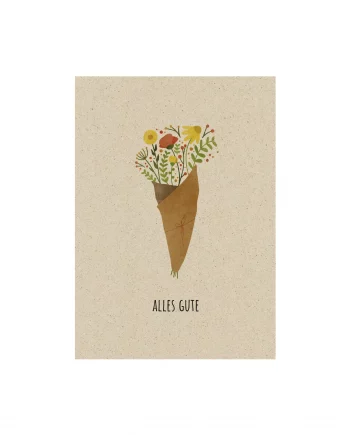 A6 Postkarte aus Graspapier – Alles Gute